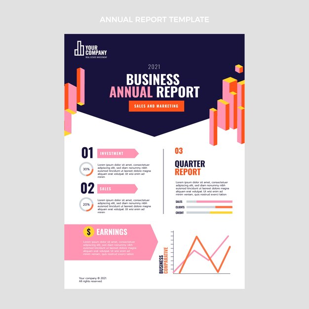 Flat design act geometric real estate annual report