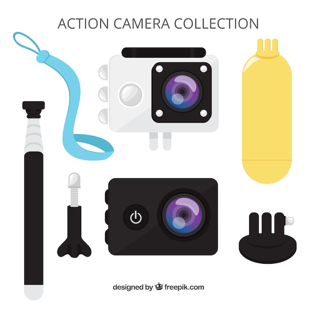 Flat design action camera collectio