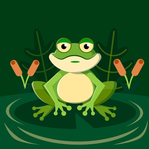 Flat design adorable frog illustration