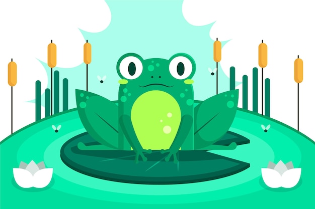 Free vector flat design adorable frog illustration