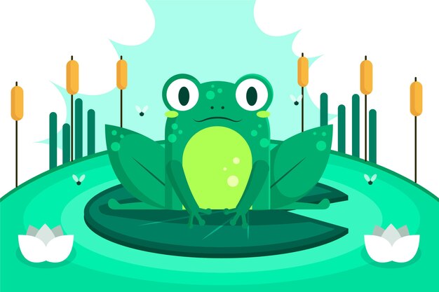 Flat design adorable frog illustration