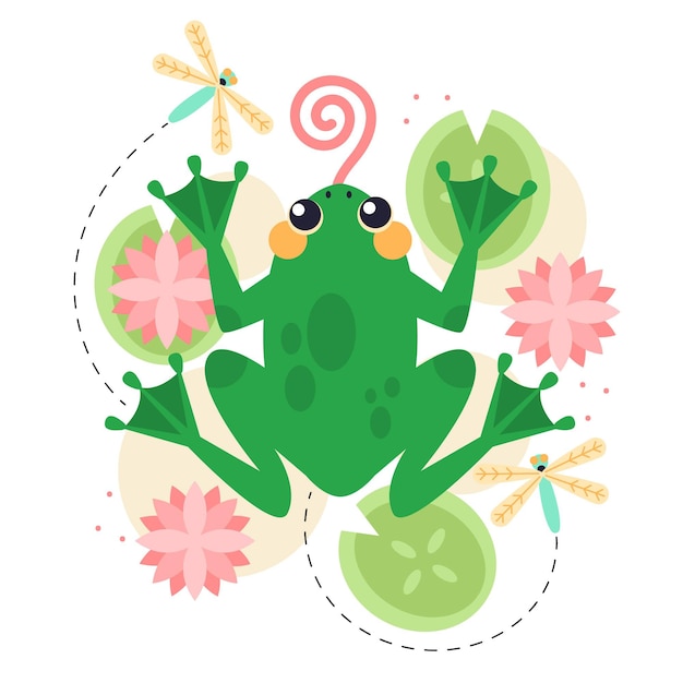 Free vector flat design adorable frog illustration