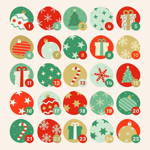 Flat design advent calendar concept