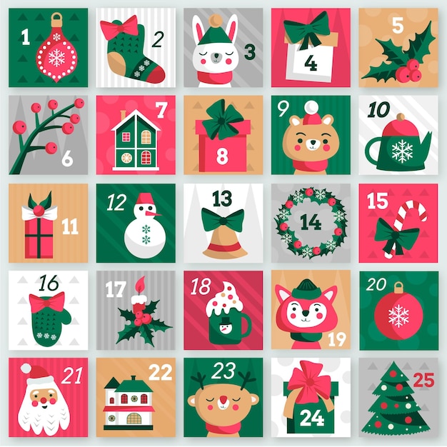 Flat design advent calendar