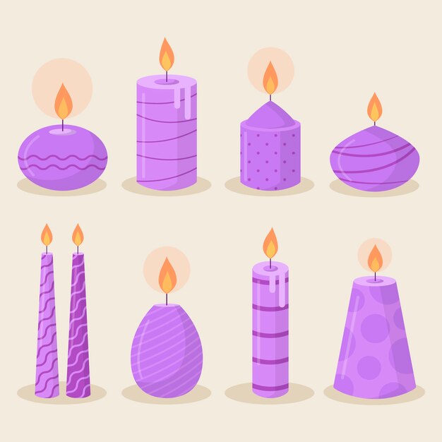 Flat design advent candles collection