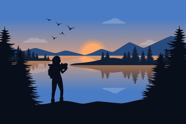 Flat design adventure background