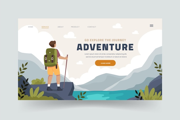 Flat design adventure landing page