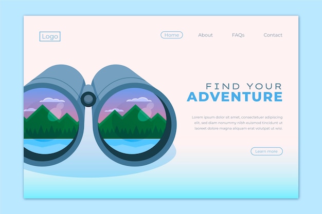 Flat design adventure landing page