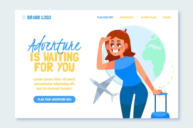 Flat design adventure landing page