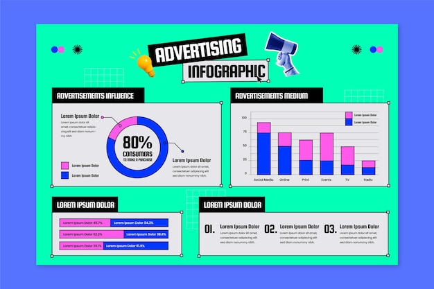 Flat design advertising agency  infographic