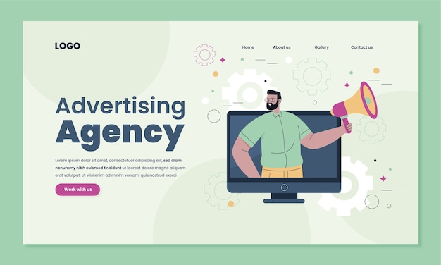 Flat design advertising agency landing page template