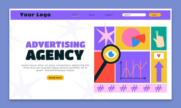 Free Vector flat design advertising agency landing page