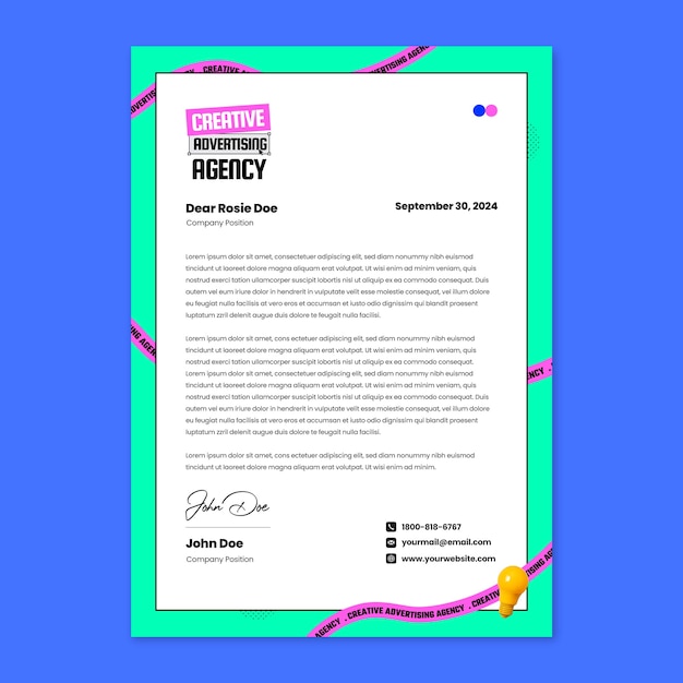 Flat design advertising agency  letterhead