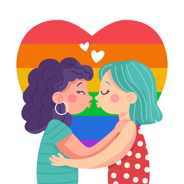 Free Vector flat design affectionate lesbian kiss