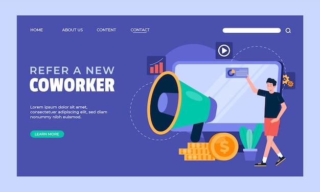 Flat design affiliate marketing landing page