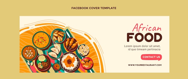 Free Vector flat design african food facebook cover