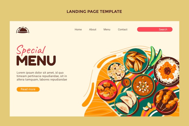 Flat design african food landing page