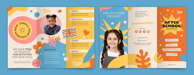 Flat design after school activities brochure