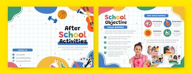 Flat design after school brochure template