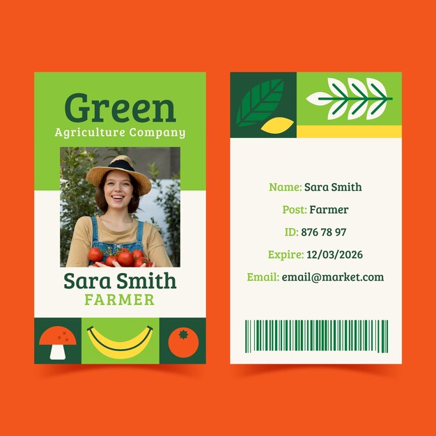 Flat design agriculture company  id card