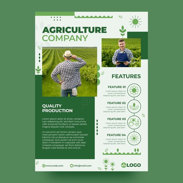 Flat design agriculture company   poster