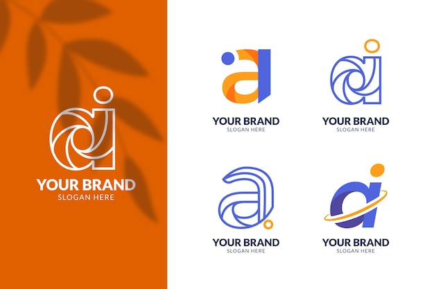 Flat design ai logo template collection