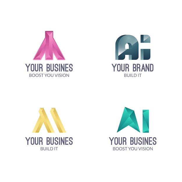 Free Vector flat design ai logo template collection