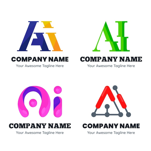 Flat design ai logo template pack