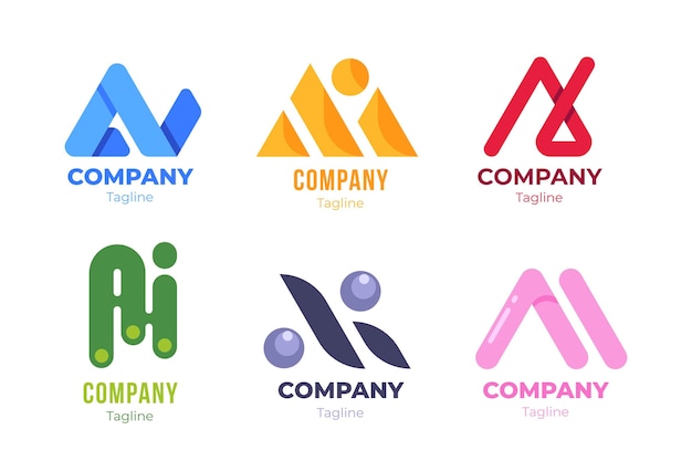 Flat design ai logo template pack