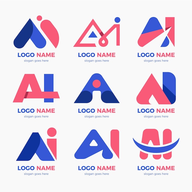 Free Vector flat design ai logo template pack