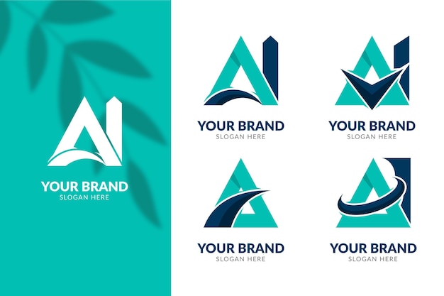 Flat design ai logo template set