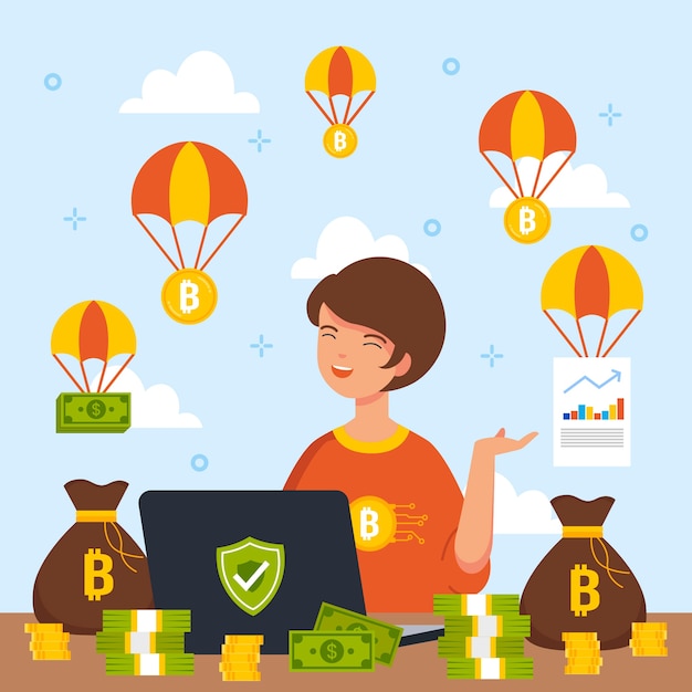 Flat design airdrop illustration