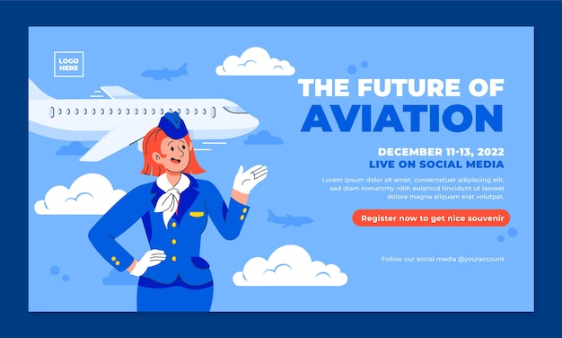 Free Vector flat design airline company webinar template