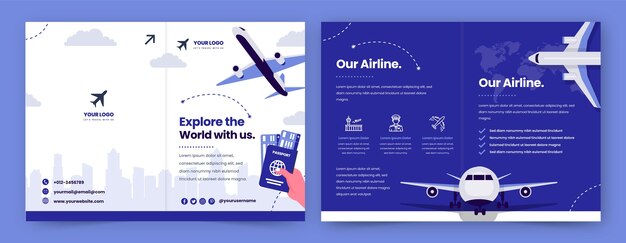 Flat design airline service brochure