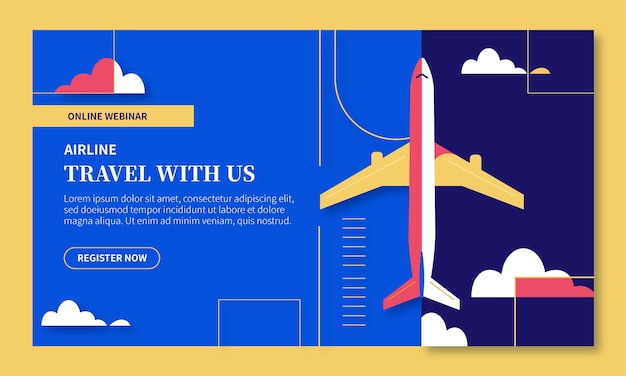 Free vector flat design airline service webinar template