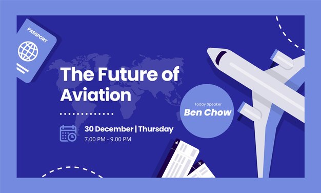 Flat design airline service webinar