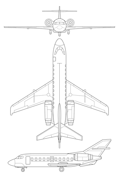 Flat design airplane outline illustration