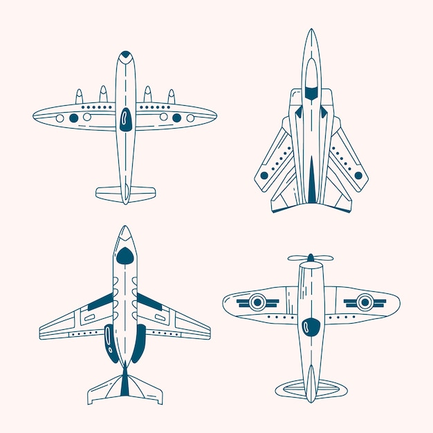 Free Vector flat design airplane outline illustration