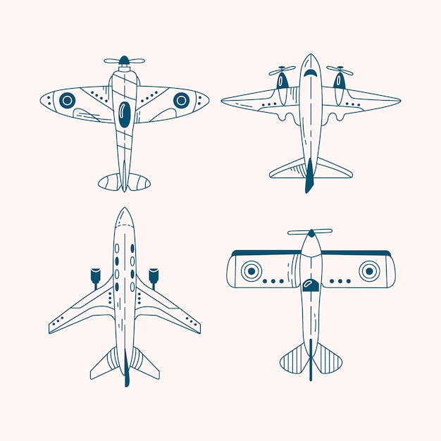 Free vector flat design airplane outline illustration