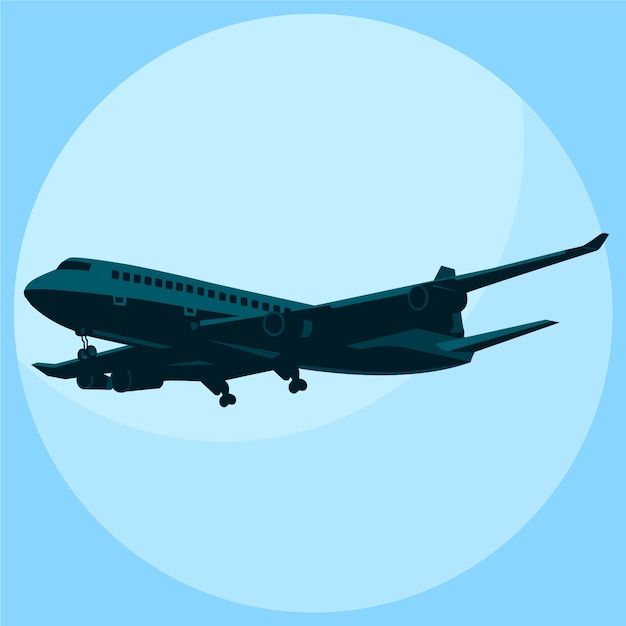 Flat design airplane silhouette illustration