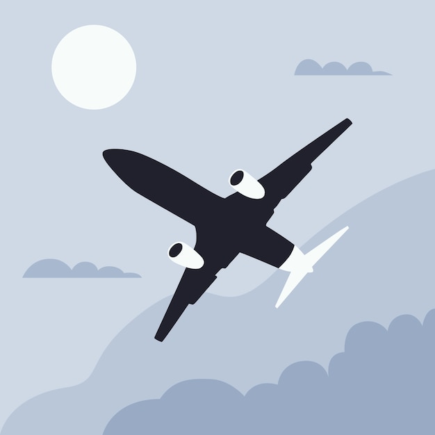 Flat design airplane silhouette illustration