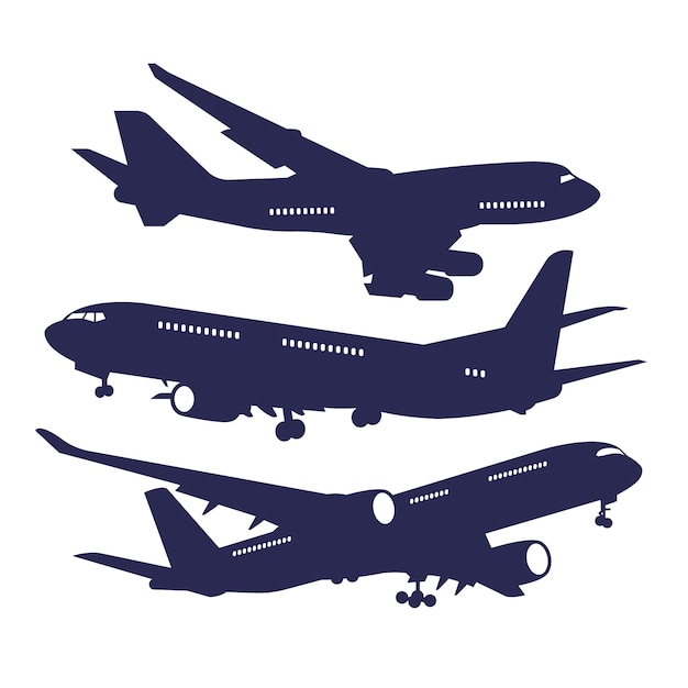 Flat design airplane silhouette illustration