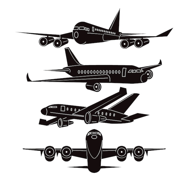 Flat  design airplane silhouette illustration