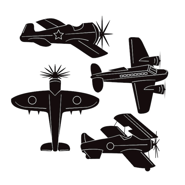 Free Vector flat  design airplane silhouette illustration