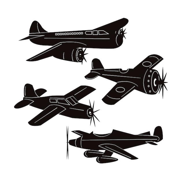 Free Vector flat  design airplane silhouette illustration