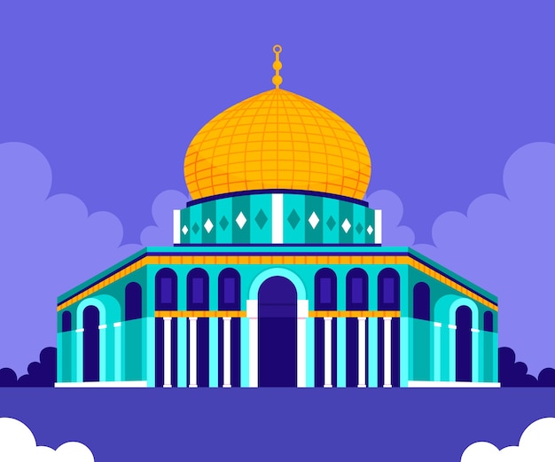 Free Vector flat design al aqsa illustration