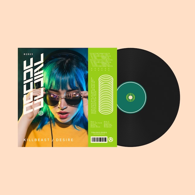 Flat design album cover template