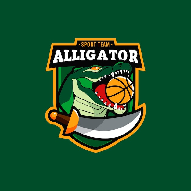 Flat design alligator logo template