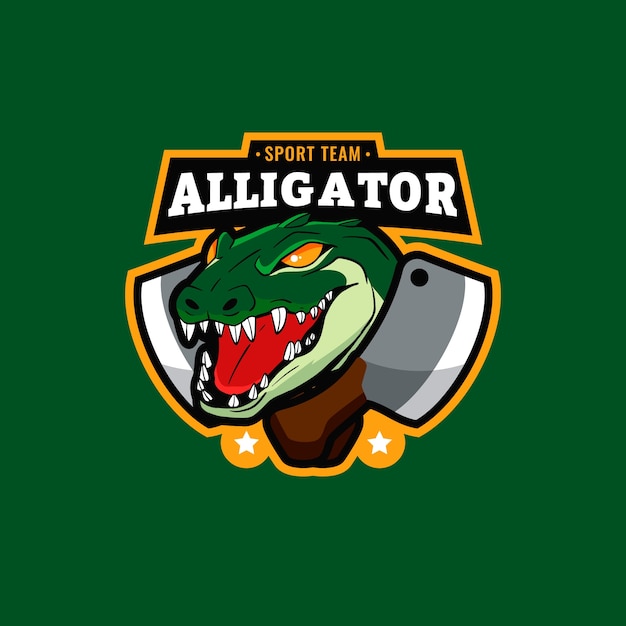 Flat design alligator logo template