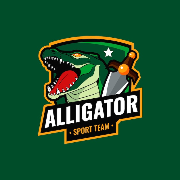 Flat design alligator logo template